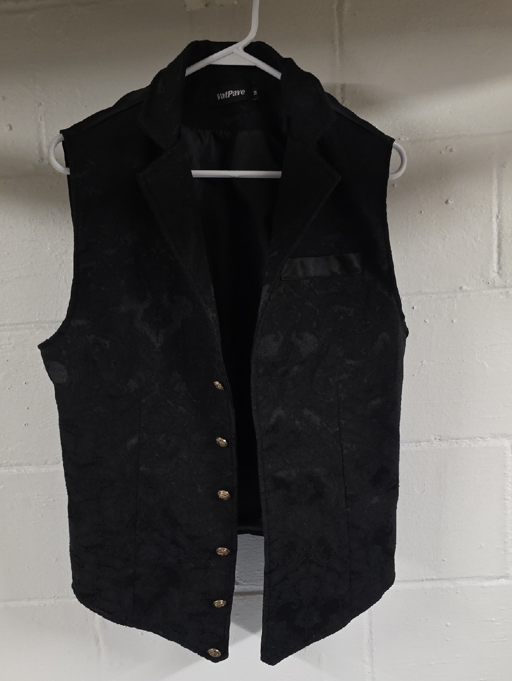 VatPave Women's Black Jacquard Button Vest